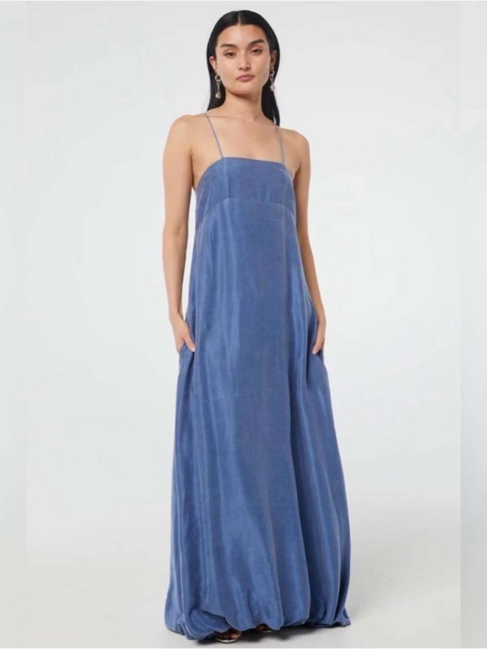 The Line By K - Erma Blue Bubble Maxi Dress with Spaghetti Straps sz XS
